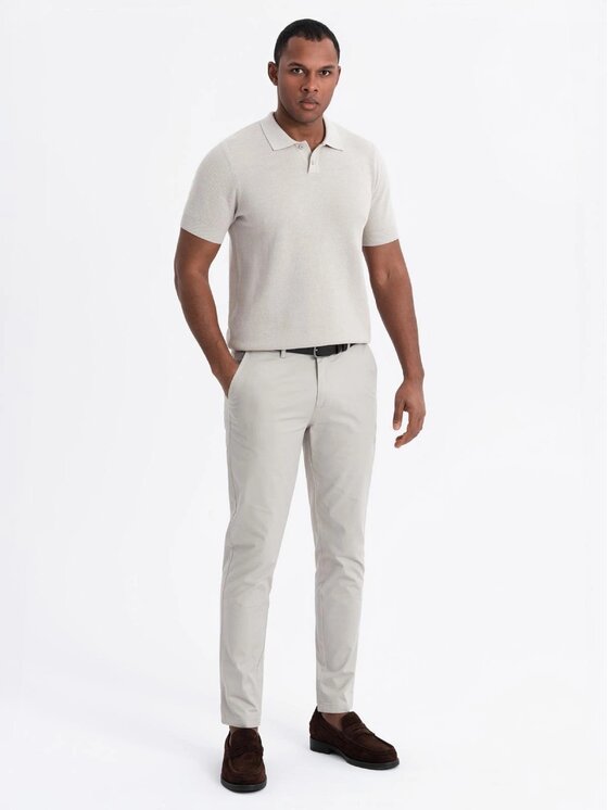 Ombre Ombre Polo OM-POSS-0117 Beżowy Regular Fit