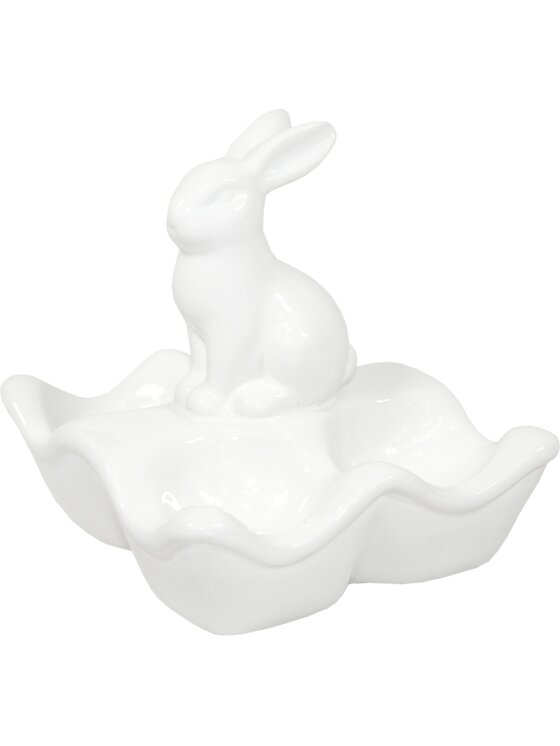 MIAhome MIAhome Miseczka na jajka z zajączkiem 13x14x12 cm Biały