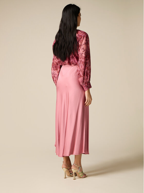 Oltre Oltre Spódnica maxi 1065J000292N006 Różowy A-Line Fit