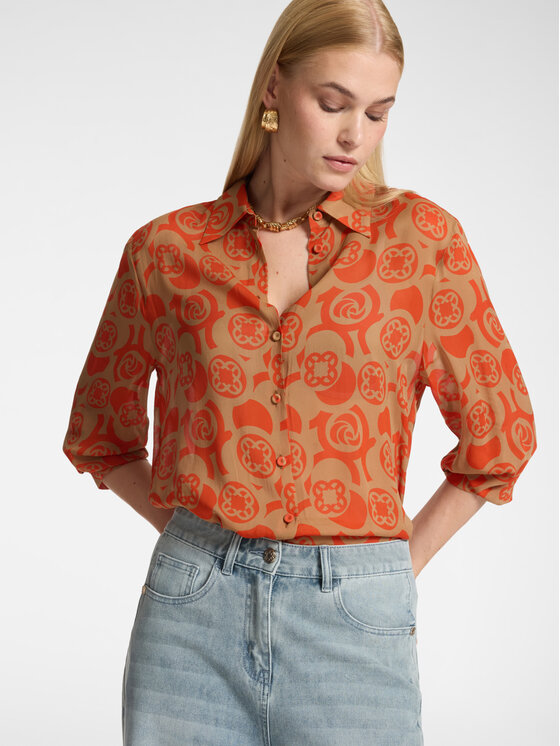 Elena Mirò Elena Mirò Camicia 5033P000350N002 Arancione Regular Fit