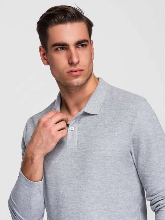 Ombre Ombre Longsleeve OM-POBL-0162 Szary Regular Fit