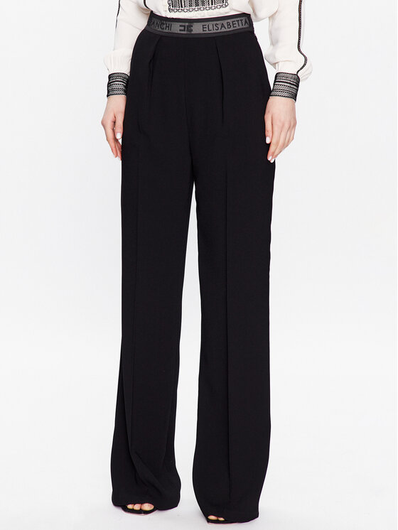 Elisabetta Franchi Pantaloni din material PA-072-32E2-V280 Negru Regular Fit din imagine noua