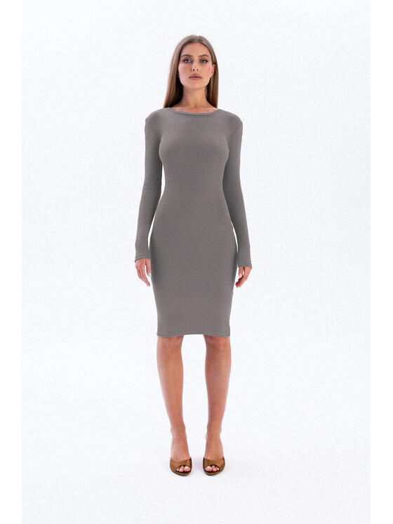 Nudyess Nudyess Vestito di maglia Eos mimi z prążka Grigio Fitted Fit