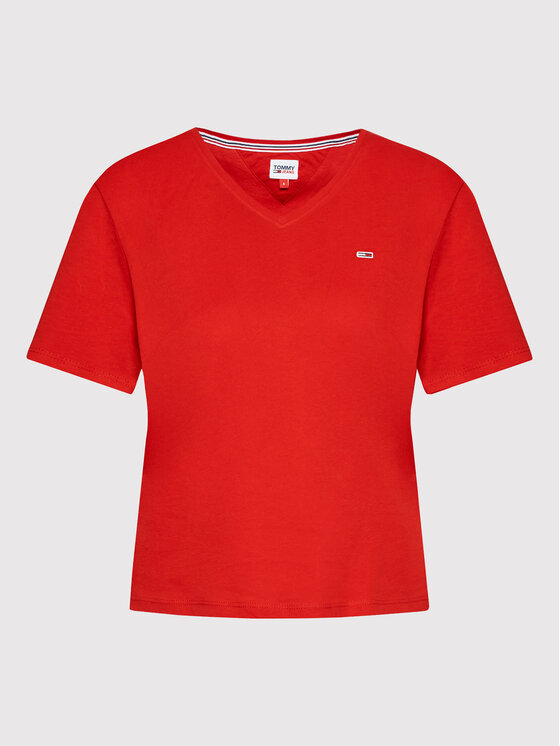 Tommy Jeans Tommy Jeans T-Shirt DW0DW14617 Czerwony Slim Fit
