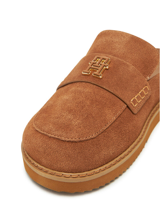 Tommy Hilfiger Tommy Hilfiger Natikači Suede Closed Toe Mule FW0FW08583 Rjava