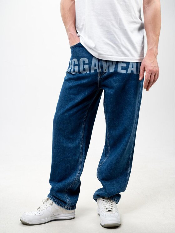 Jigga Wear Jigga Wear Jeansy Szerokie Spodnie Jeansowe BAGGY Męskie Niebieskie Jigga Wear Front Laser L Niebieski Baggy Fit