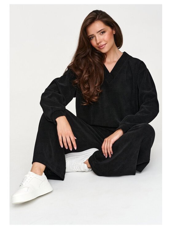 Makadamia Makadamia Dres M952 Czarny Loose Fit