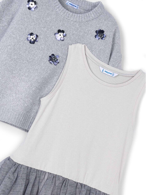 Mayoral Mayoral Vestito di maglia 4918 Grigio Regular Fit