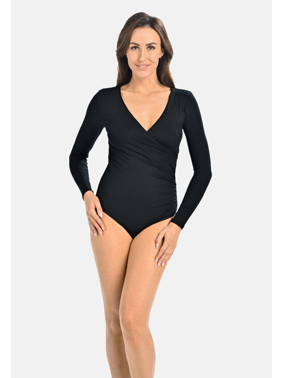 Teyli Teyli Body damskie eleganckie Avianna Czarny Regular Fit