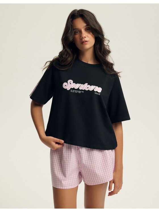 Esotiq Esotiq T-Shirt 43759 Czarny Oversize