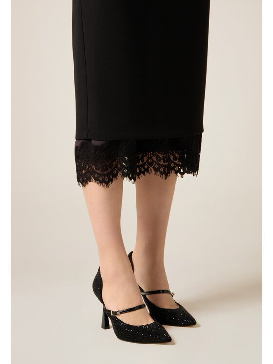 Oltre Oltre Spódnica midi 1021R001578N033 Czarny Slim Fit