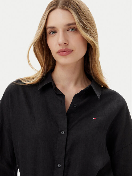 Tommy Hilfiger Tommy Hilfiger Marškiniai WW0WW46169 Juoda Loose Fit