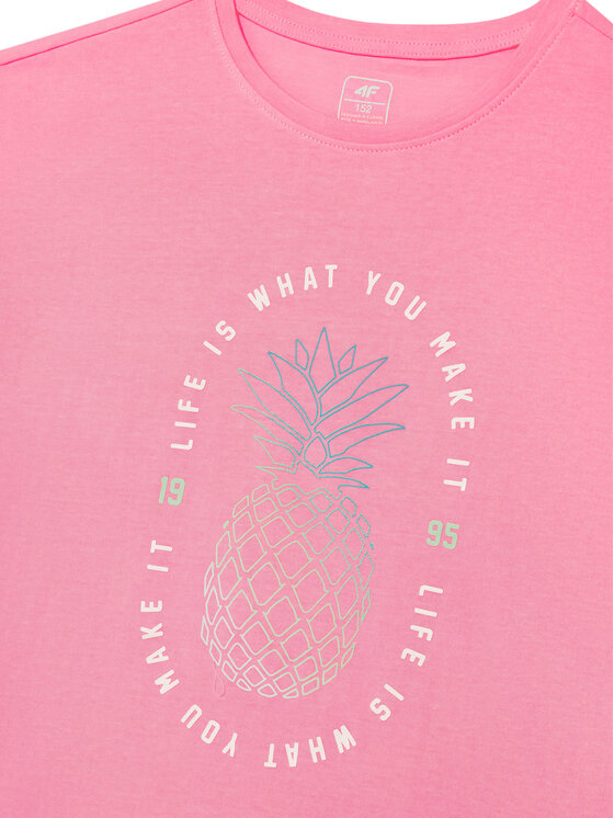 4F 4F T-Shirt 4FJSS23TTSHF398 Ροζ Regular Fit