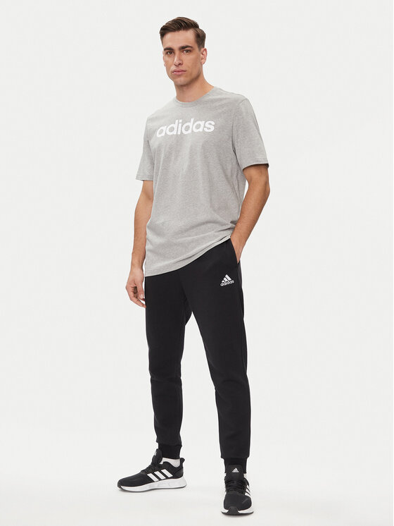 adidas adidas T-Shirt Essentials Single Jersey Linear Embroidered Logo T-Shirt IC9277 Szary Regular Fit