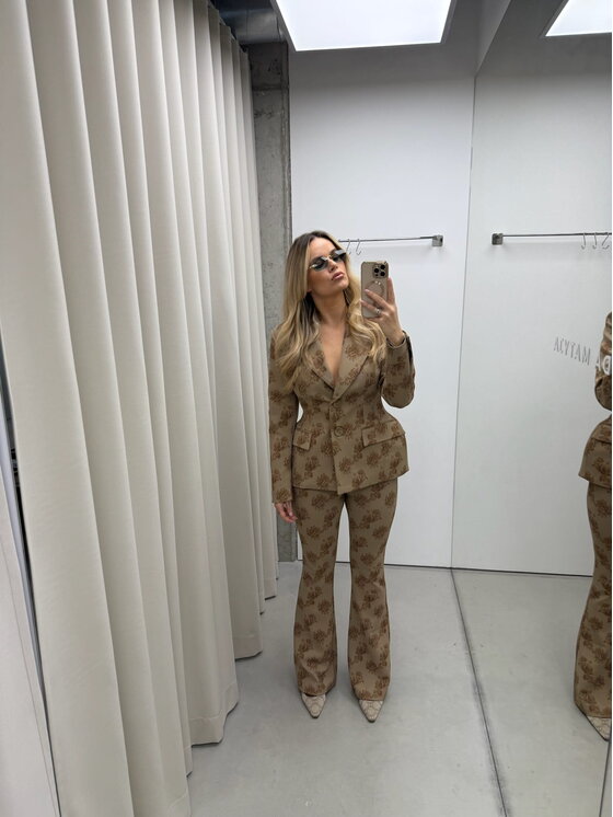 Magda Matyja Magda Matyja Marynarka Vittoria Blazer Petite Beżowy Slim Fit
