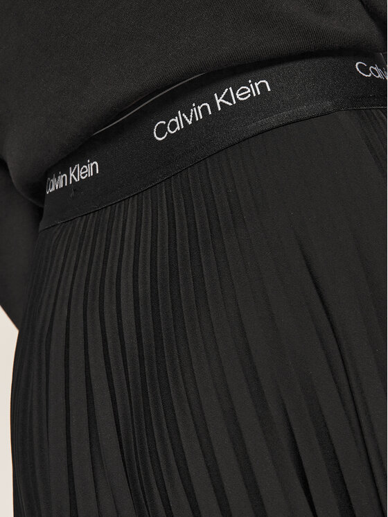 Calvin Klein Calvin Klein Fustă plisată Sunray Pleat K20K202101 Negru Regular Fit