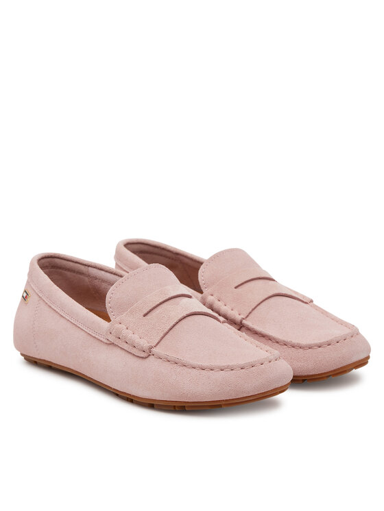 Tommy Hilfiger Tommy Hilfiger Mokasyny Flag Soft Suede Driver Loafer FW0FW08558 Różowy