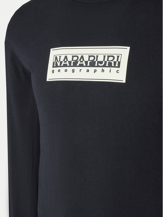 Napapijri Napapijri Hosszú ujjú S-Box Logo NP0A4I3M Fekete Regular Fit