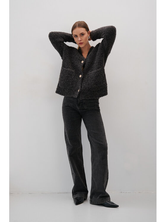 Fobya Fobya Kardigan F2070 Szary Basic Fit