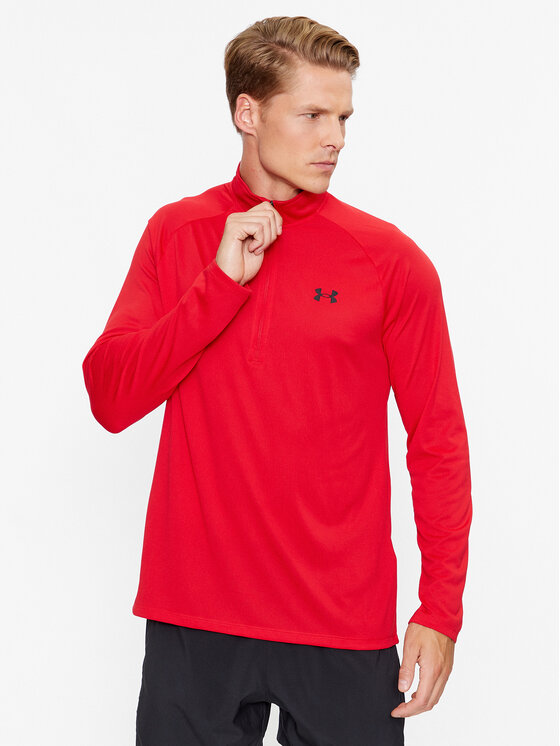 Under Armour Majica Z Dolgimi Rokavi Ua Tech 2.0 1/2 Zip 1328495 Rdeča Loose Fit