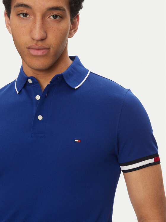 Tommy Hilfiger Tommy Hilfiger Polokošeľa Flag Cuff MW0MW38458 Modrá Slim Fit