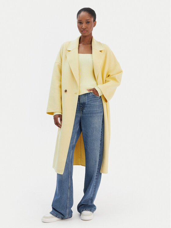 ViCOLO ViCOLO Cappotto di lana TF0003 Giallo Regular Fit