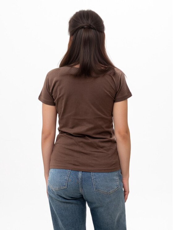 Urban City Urban City T-Shirt Koszulka Z krótkim Rękawem Damska Brązowa UrbanCity No Logo Basic S Brązowy Regular Fit