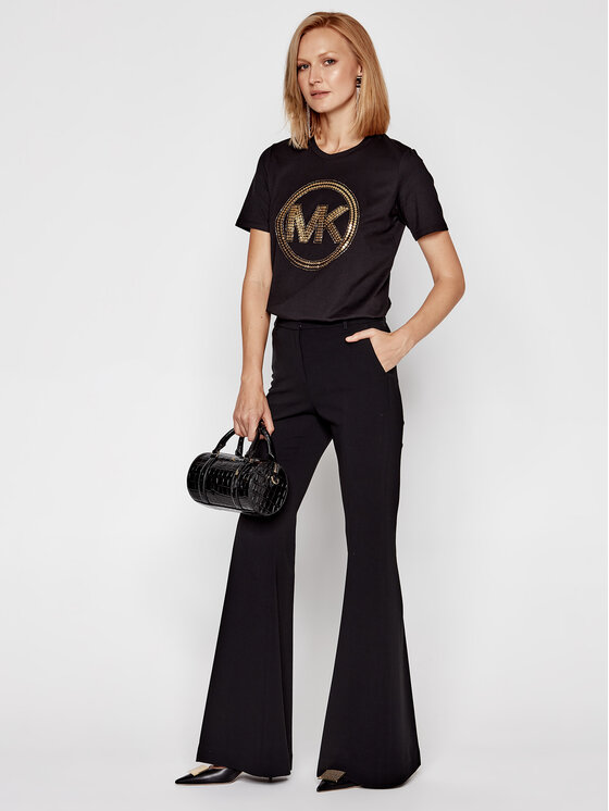 MICHAEL Michael Kors MICHAEL Michael Kors Spodnie materiałowe Crepe Flared Trousers MF03HF0ENX Czarny Regular Fit
