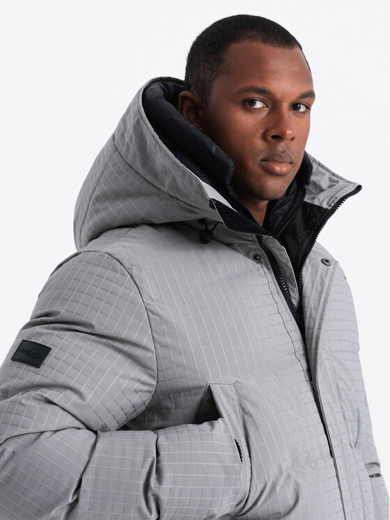 Ombre Ombre Parka OM-JALJ-0201 Szary Regular Fit