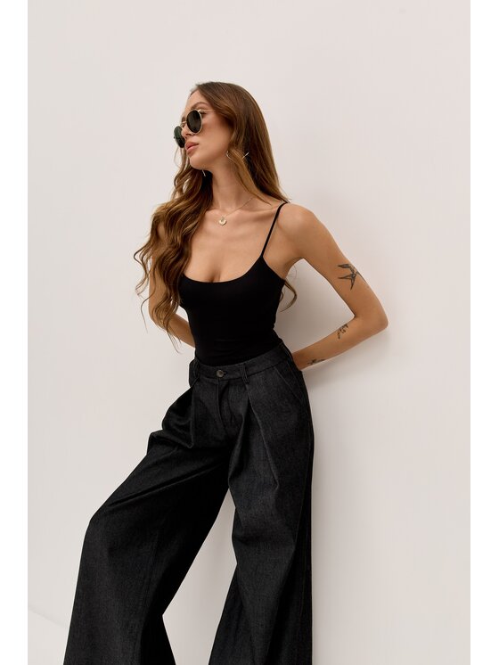 Hottie Hot Hottie Hot Παντελόνι γυναικείο PLEASE denim Μαύρο Oversize
