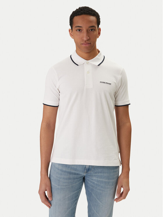 Guess Jeans Tricou polo M6RP24 KCJV1 Alb Regular Fit