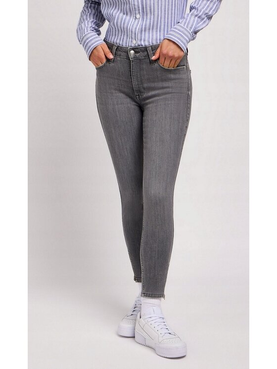 Lee Lee Jeansy Scarlett High Zip Szary Skinny Fit