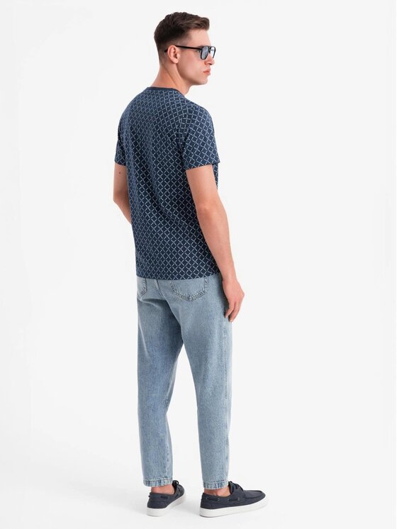 Ombre Ombre T-Shirt OM-TSFP-0250 Granatowy Regular Fit