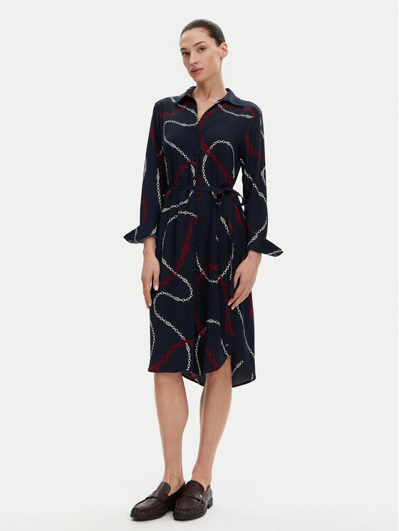Tommy Hilfiger Tommy Hilfiger Rochie tip cămașă WW0WW44665 Bleumarin Regular Fit