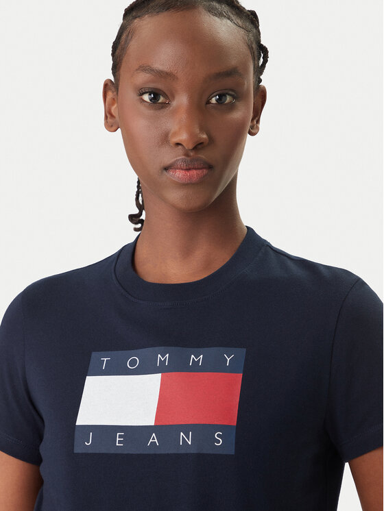 Tommy Jeans Tommy Jeans Marškinėliai Flag DW0DW22562 Tamsiai mėlyna Regular Fit