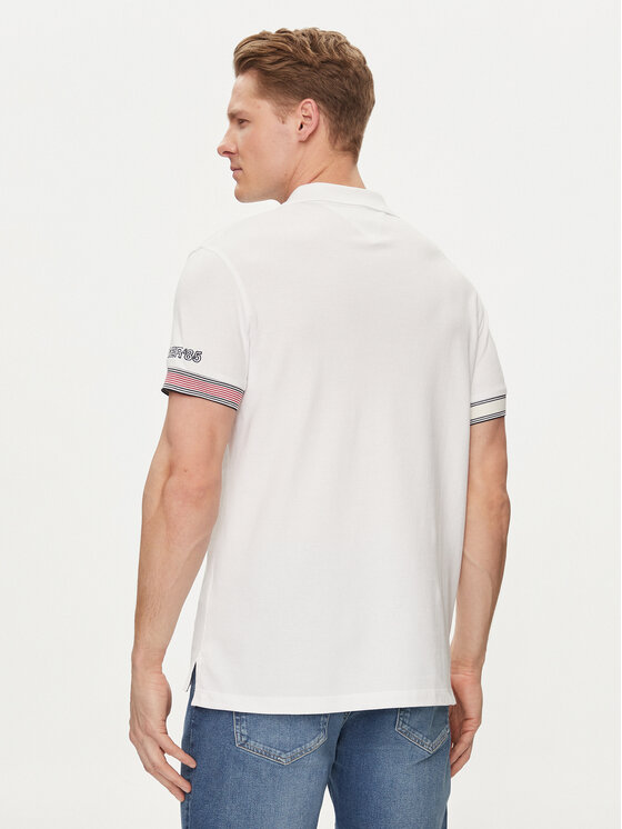 Tommy Hilfiger Tommy Hilfiger Тениска с яка и копчета Flag MW0MW34780 Бял Slim Fit