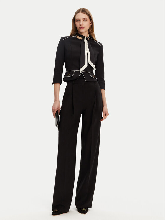 Elisabetta Franchi Elisabetta Franchi Kalhoty z materiálu PA-081-51E2-V360 Černá Regular Fit