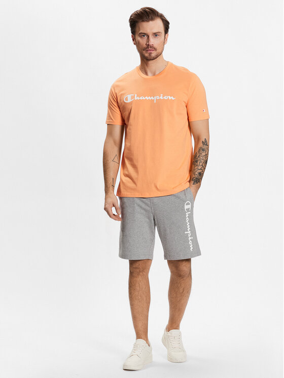 orange and white champion shirt