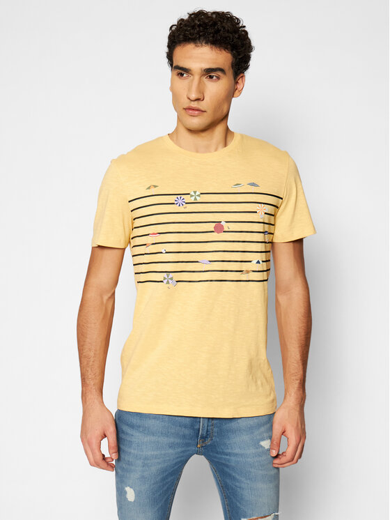 T-shirt Playa Stripe 12188495 Giallo Regular Fit