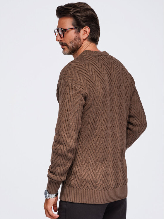 Ombre Ombre Svetr OM-SWSW-0190 Tmavě hnědá Regular Fit