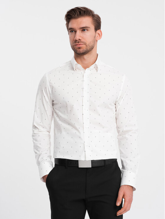 Ombre Ombre Koszula OM-SHCS-0156 Biały Regular Fit
