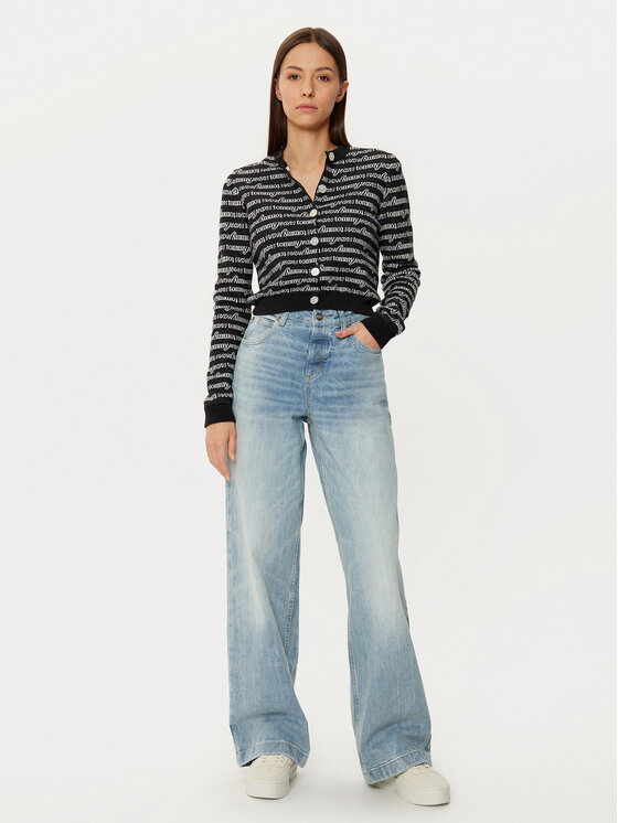 Tommy Jeans Tommy Jeans Kardigan DW0DW19340 Černá Slim Fit