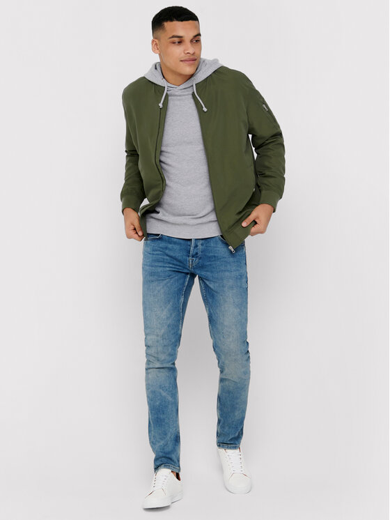 Only & Sons Only & Sons Яке бомбър Jack 22015866 Зелен Regular Fit