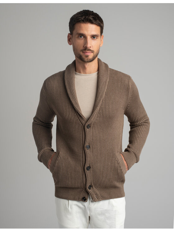 Borgio Borgio Kardigan magnano Brązowy Regular Fit