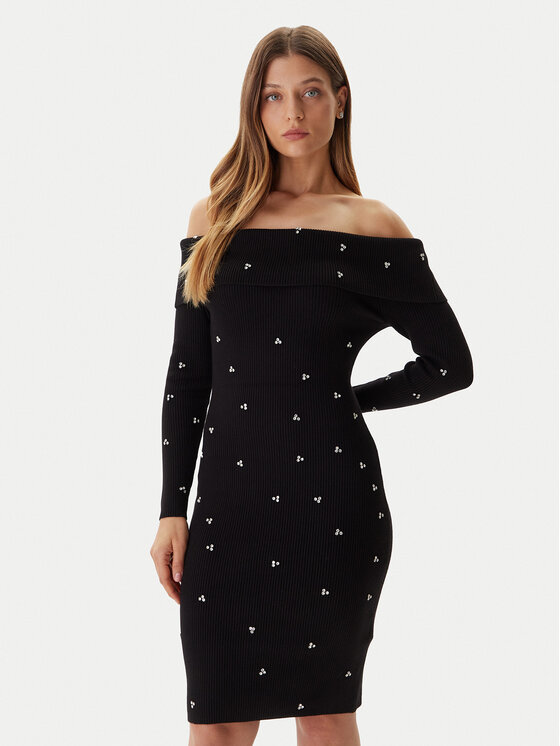 Guess Guess Трикотажна сукня W5BK64 Z2YJ2 Чорний Slim Fit