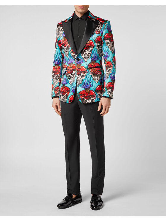 PHILIPP PLEIN PHILIPP PLEIN Marynarka 5019 Turkusowy Regular Fit