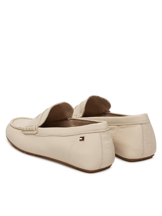 Tommy Hilfiger Tommy Hilfiger Mokasyny Flag Leather Driver Loafer FW0FW09350 Écru