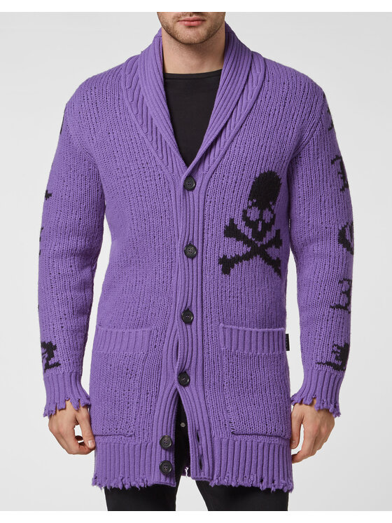 PHILIPP PLEIN PHILIPP PLEIN Kardigan 2413 Fioletowy Regular Fit