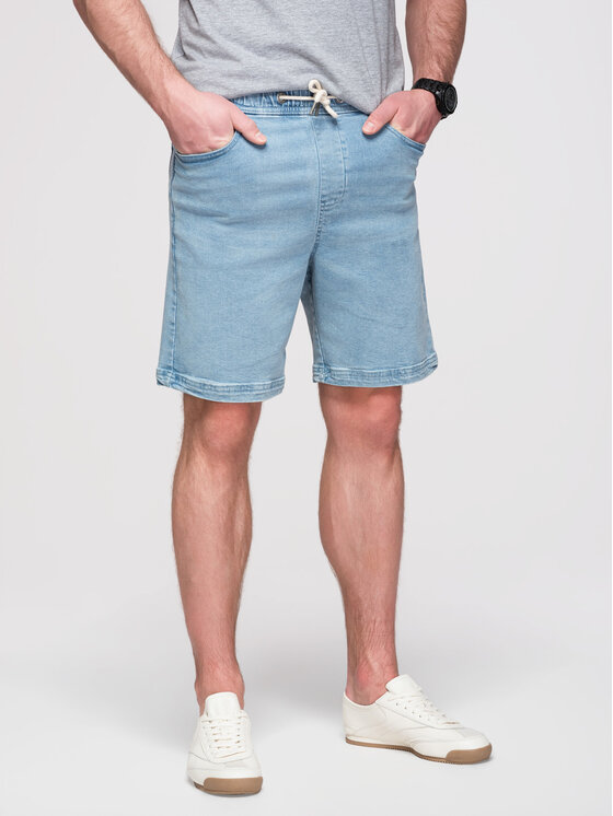 Ombre Ombre Džínové šortky OM-SRDS-0192 Světle modrá Slim Fit