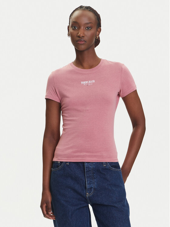 Tommy Jeans Tommy Jeans T-Shirt Essential DW0DW20913 Różowy Slim Fit